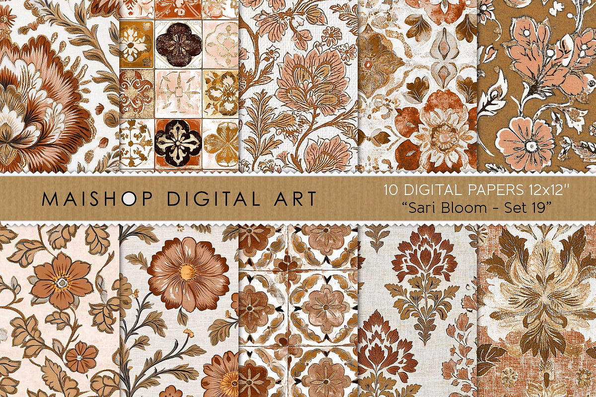 Earthy Tones Digital Paper Pack, a Pattern Graphic by Maishop (Photo 1 of 4)