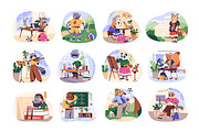 Cute animals students study set, an Education Illustration by PaperTrident (Thumbnail 1 of 13)