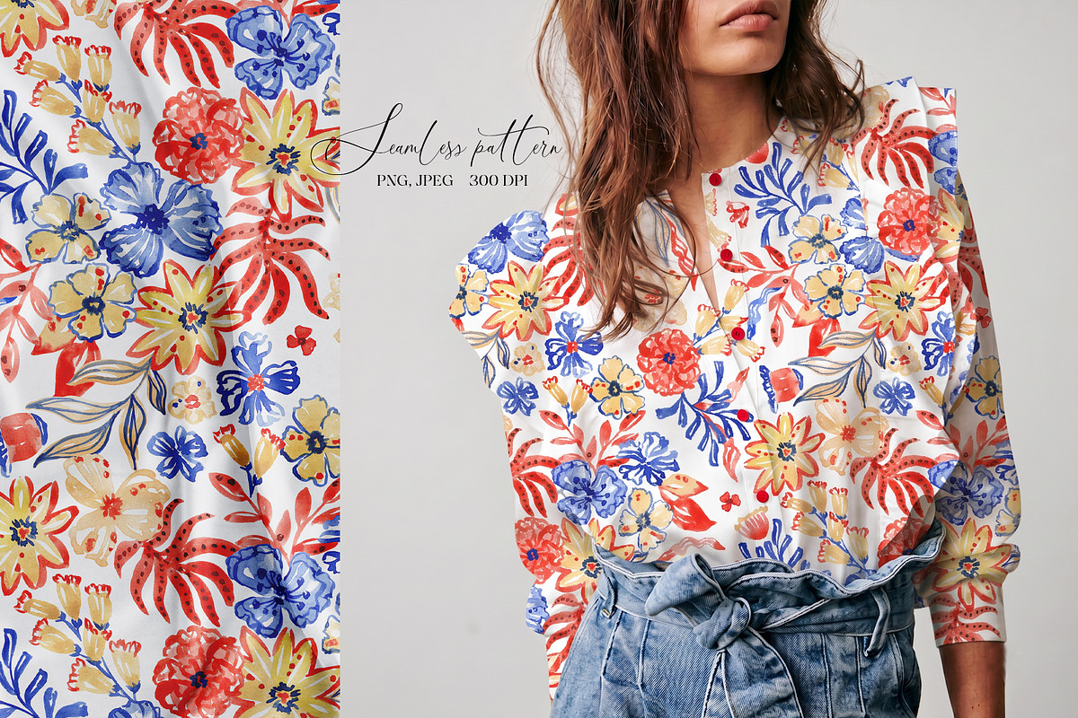 Folk Floral Ornamental Pattern, a Pattern Graphic by SirenaArt (Photo 9 of 16)