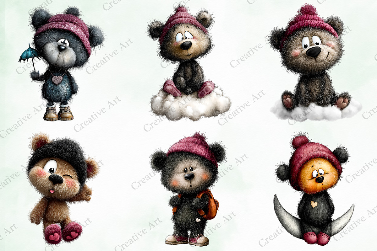 Whimsical Valentine Black Teddy Clip, an Illustration by Creative Art (Photo 6 of 9)