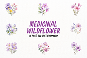 Watercolor Medicinal Flowers Clipart, a Decorative Illustration by New-School-Wave (Thumbnail 1 of 5)