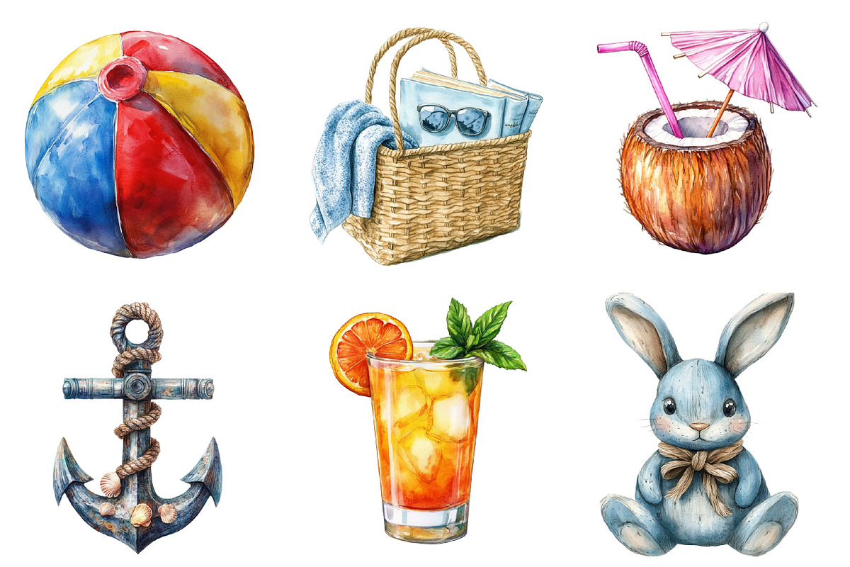 Beach Holiday Sublimation Clipart, an Illustration by SinaCreation (Photo 2 of 5)