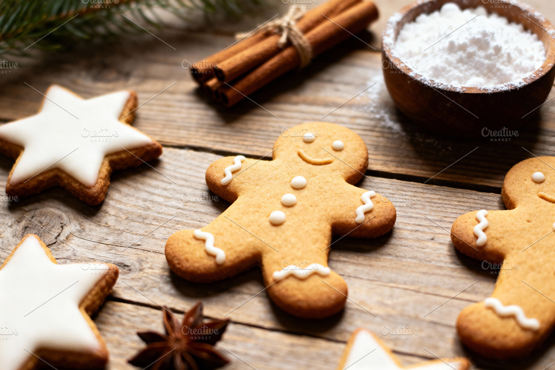 Festive Gingerbread Cookies, a Wallpaper Photo by Virgo Studio