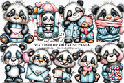 Watercolor Valentine Panda Clipart, an Illustration by Canvas Craft (Thumbnail 1 of 6)