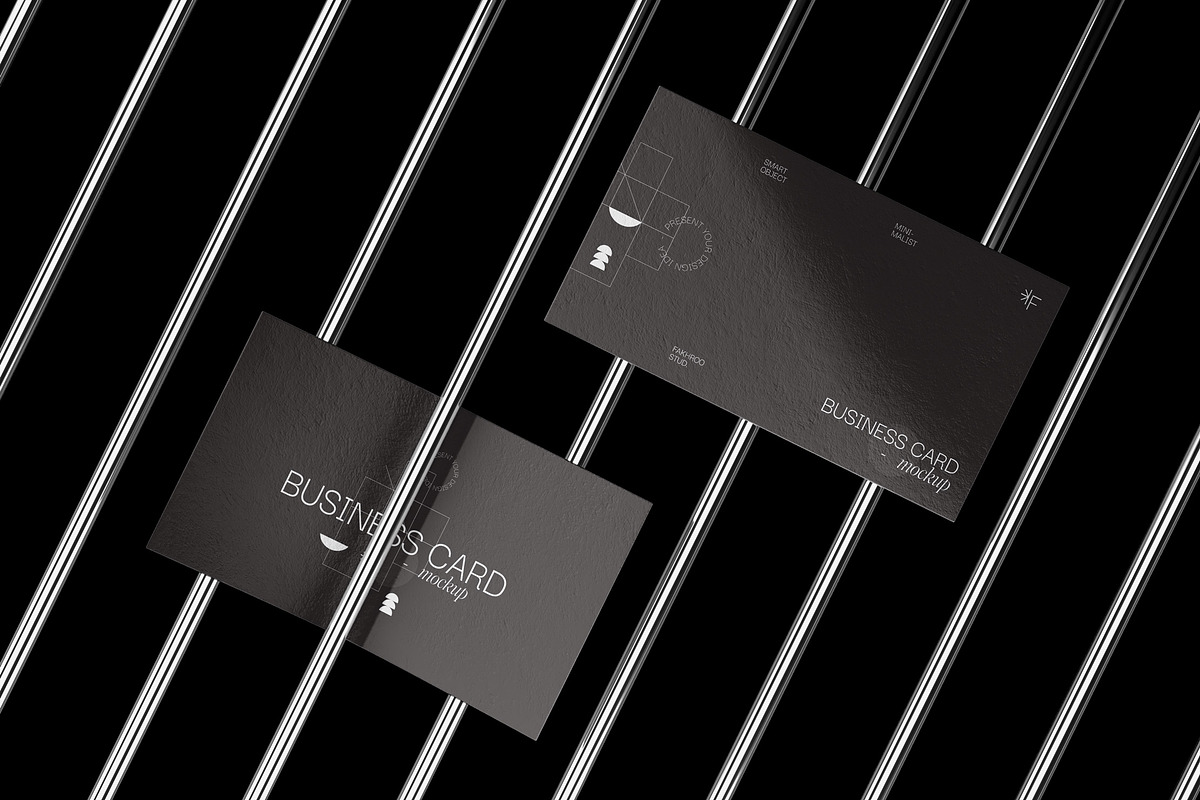 Business Cards on Metal grid Mockups, a Product Mockup by fakhroo (Photo 4 of 4)