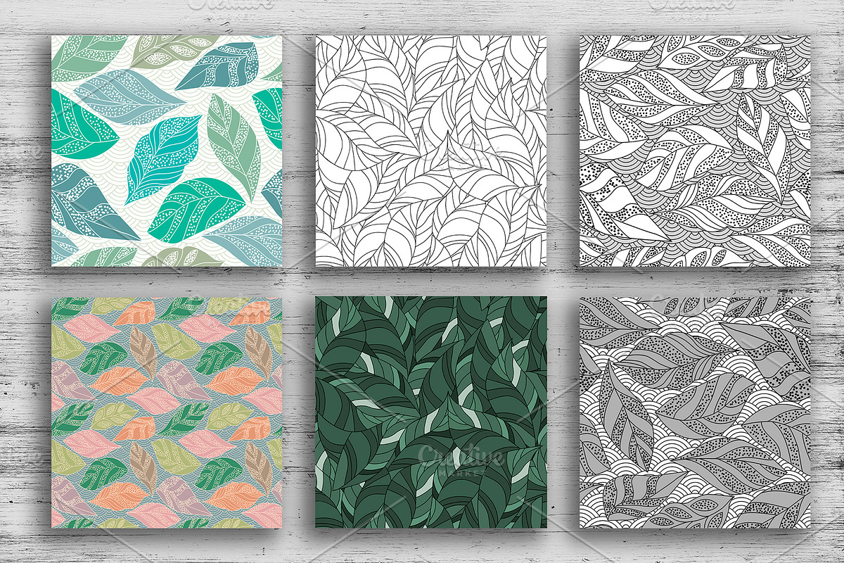 Graphic Foliage seamless patterns, a Pattern Graphic by Retro Graphic Box (Photo 1 of 7)