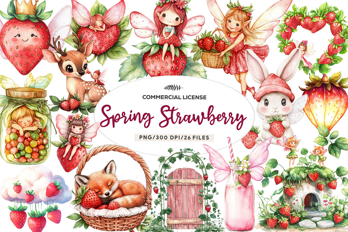 Spring Strawberry Fairy Garden, an Illustration by CreationArt (Photo 1 of 9)