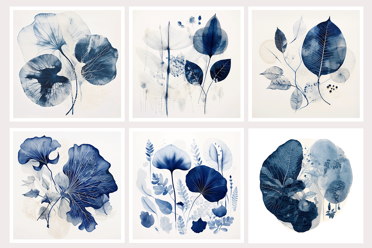 Deca Co - Blue Ink Botanical Shapes, a Texture Illustration by milatovar (Photo 2 of 25)