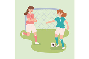 soccer women playing, a Person Illustration by studiogstock