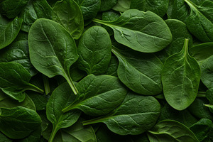 Fresh spinach leaves arranged in a f, a Food & Drink Photo by professorinc