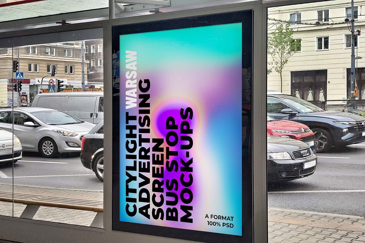 Warsaw Citylight Ad Bus Stop 11 v2, an Advertising Mockup by Graphic Shelter (Photo 3 of 7)