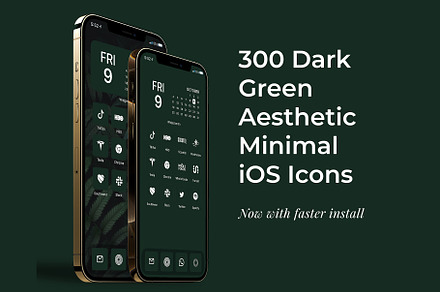 300 Dark Green Minimal iOS Icon Pack