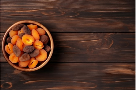 Bowl tasty apricots. Generate Ai, a Food & Drink Photo by Ylivdesign