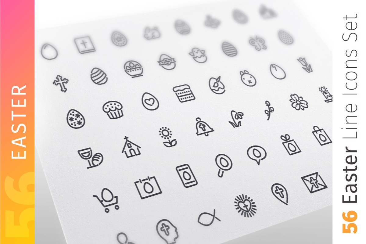 Easter Line Icons Set, an Outline Icon by Voysla's Shop (Photo 1 of 4)