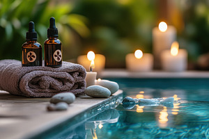 Relaxing spa setting with burning ca, a Photo by Iftikhar Alam