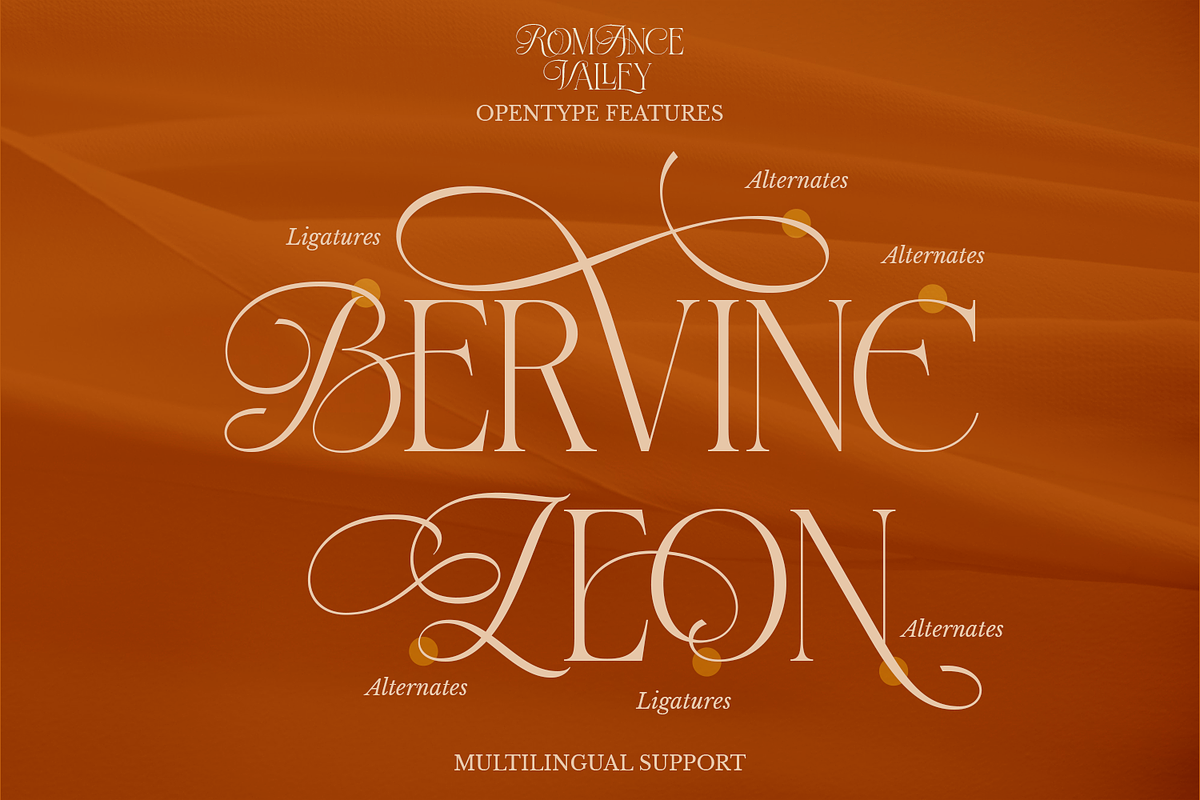 Romance Valley - Ligature Serif Font, a Serif Font by Pixesia Studio (Photo 8 of 11)