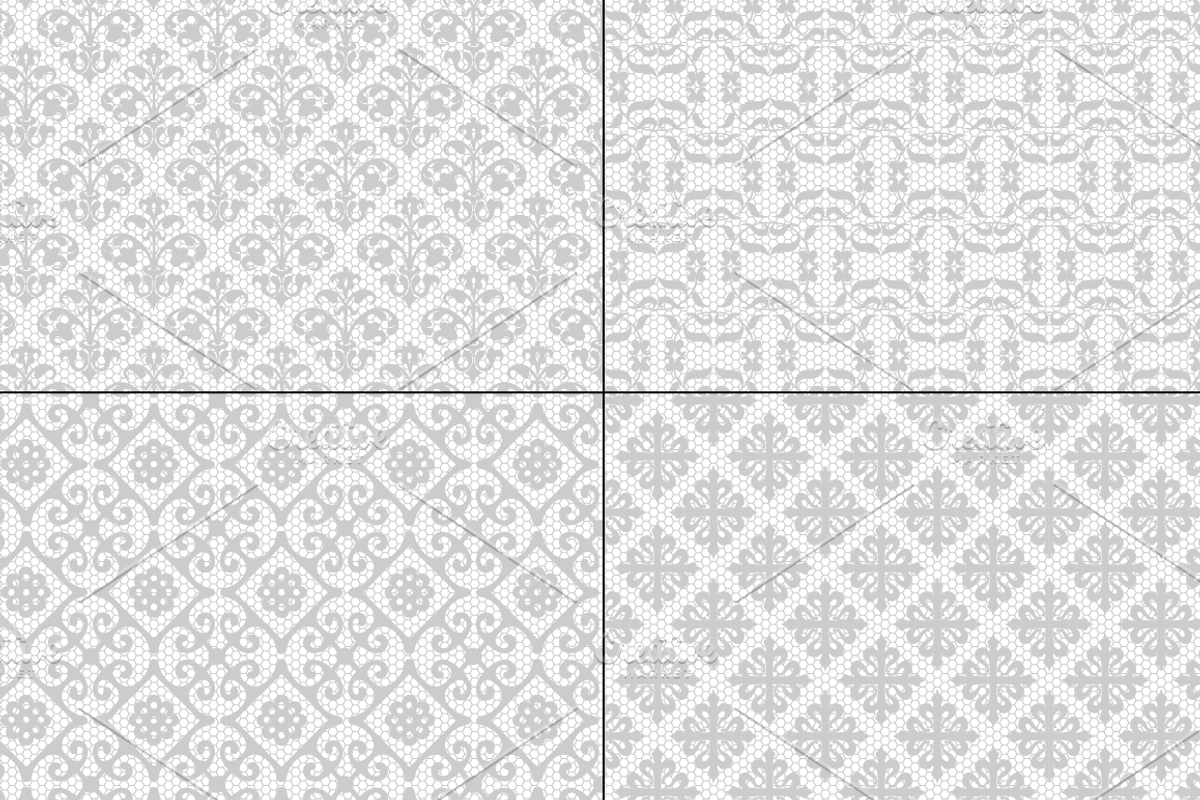 Seamless Gray Lace Patterns preview 4