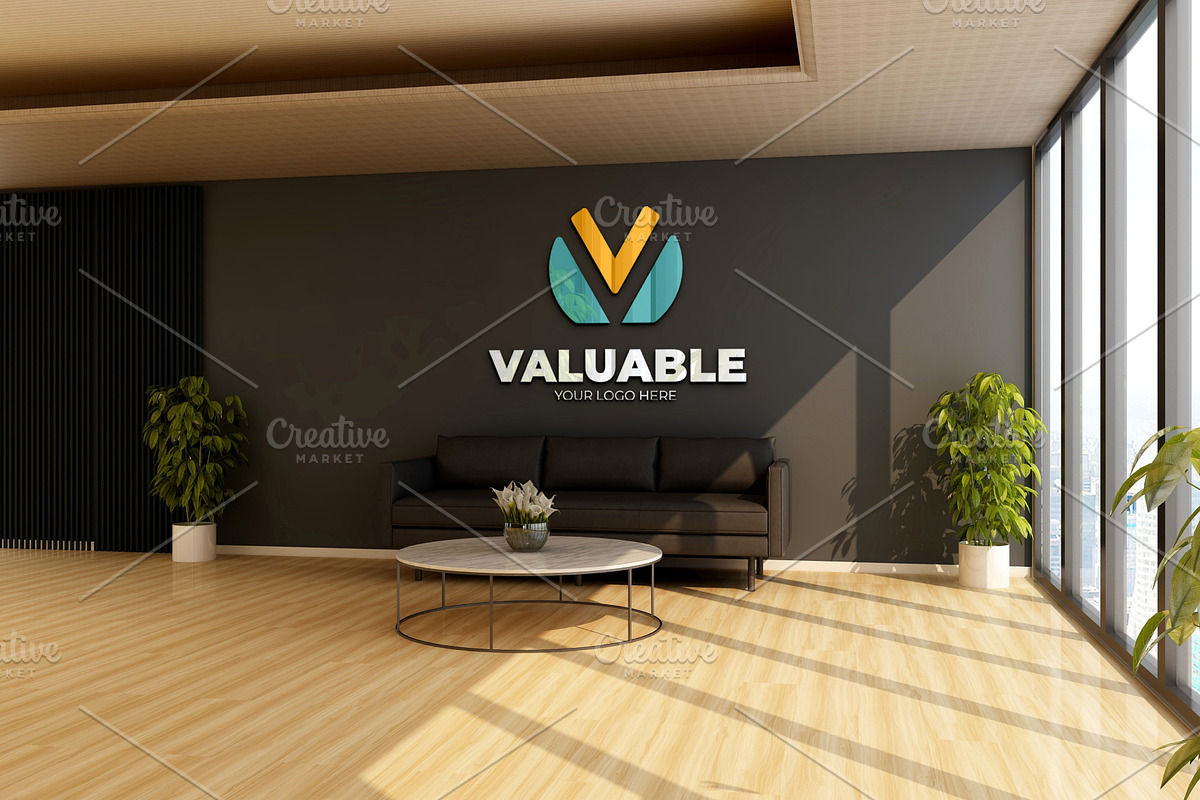 PSD Minimalist Lounge Wall Mockup, a Product Mockup by Ayy (Photo 3 of 15)