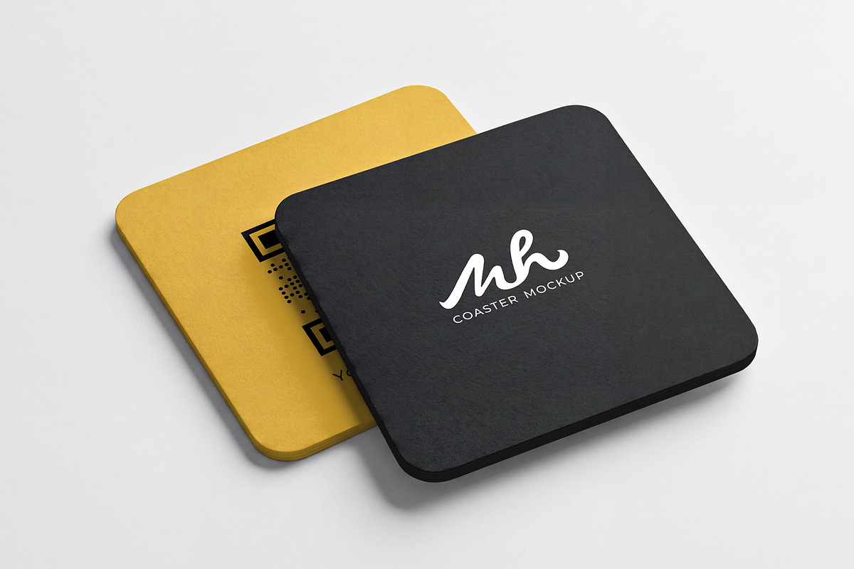 Rounded Square Coaster Mockup, a Cups & Container Mockup by graphypix (Photo 1 of 4)