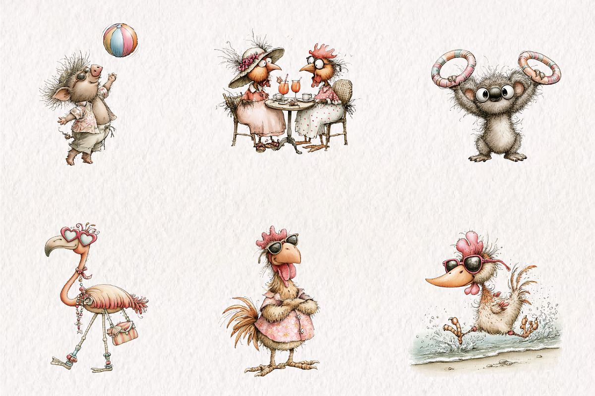 Quirky Beach Animals PNG Clipart, a Seasonal Illustration by CreationArt (Photo 2 of 7)
