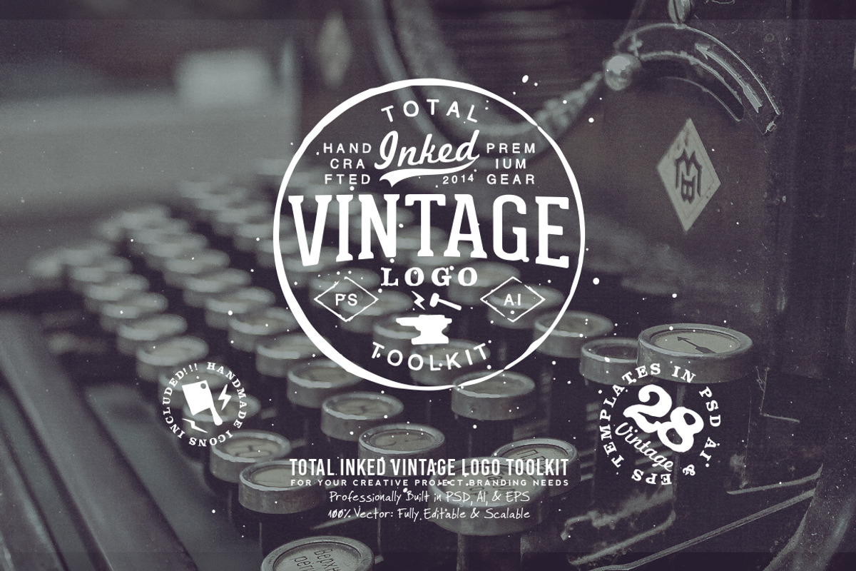 Total Inked Vintage Logo Toolkit, a Branding & Logo Template by Yusof Mining (Photo 1 of 5)