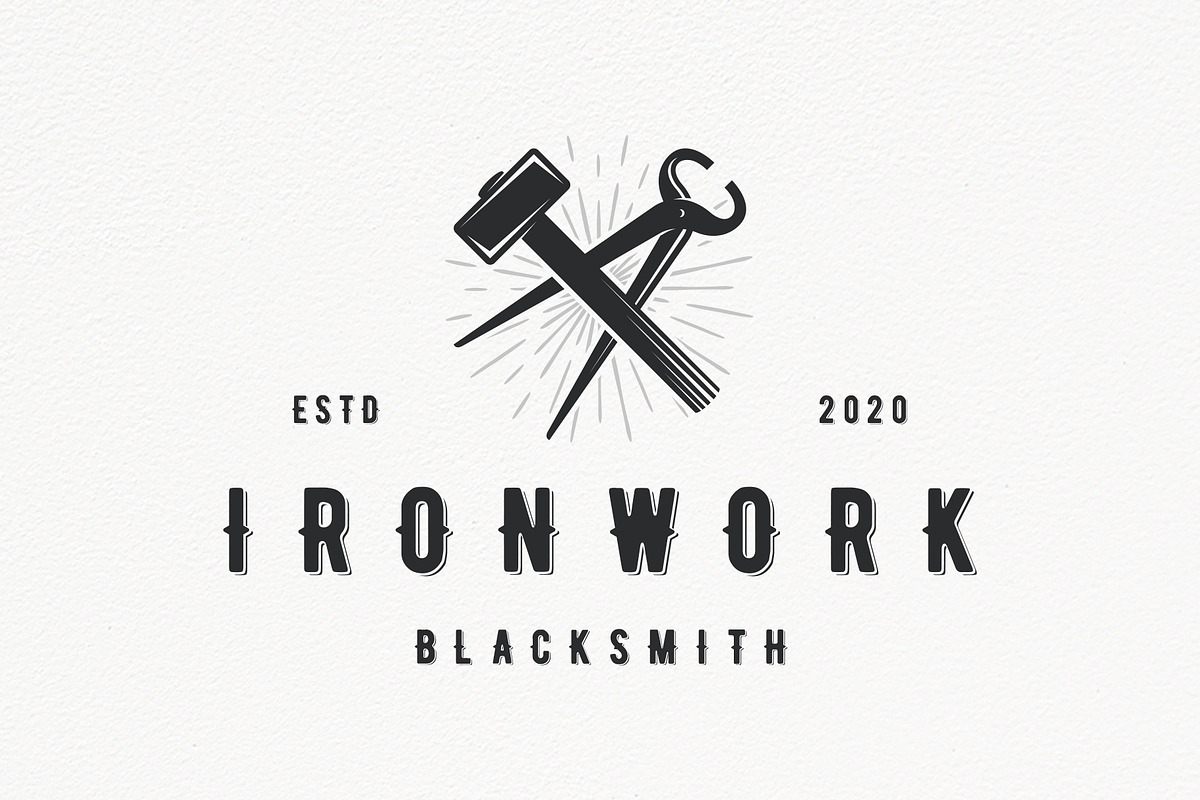 Blacksmith Tools Logo Template, a Branding & Logo Template by vectorwithin (Photo 1 of 3)