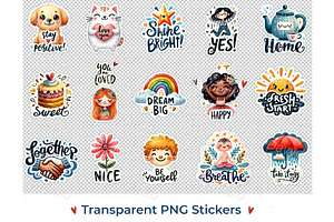 Positive motivational stickers, an Object Illustration by Bubert Art