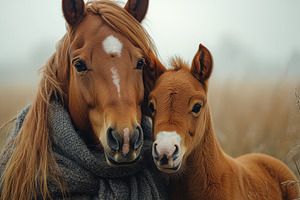Horses affectionately posing togethe, a Photo by Tanuart