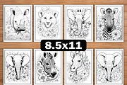 Floral Safari Animals Coloring Pages, an Animal Illustration by Ink Gallery (Thumbnail 3 of 4)