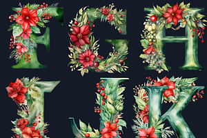 Green Christmas Alphabet Clipart