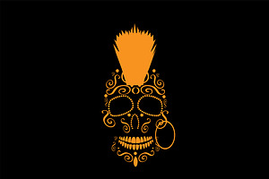 Skull Mohawk Punk Icon Orange