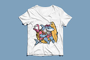 shark holding a surfboard, an Animal Illustration by gunaonedesign (Thumbnail 4 of 5)