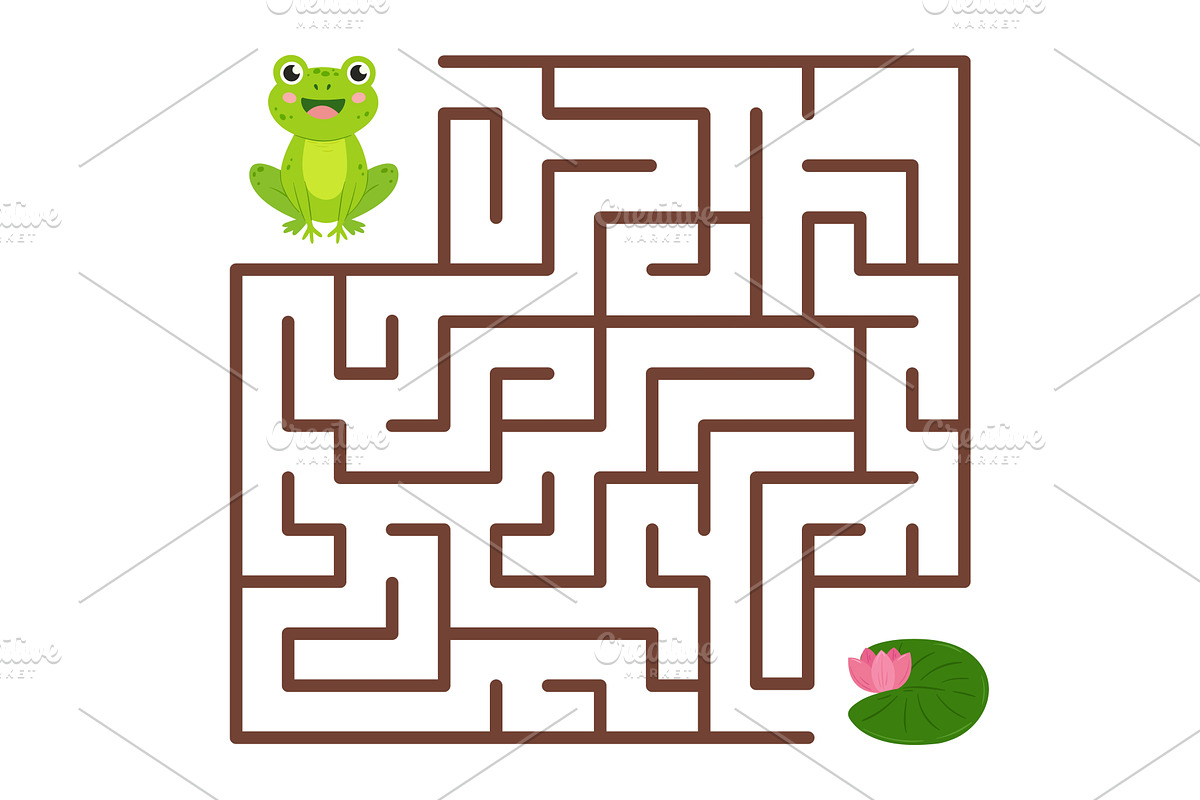 Help frog find right path to water, an Education Illustration by LadadikArt