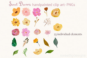 Hand Painted Pink Garden Flowers