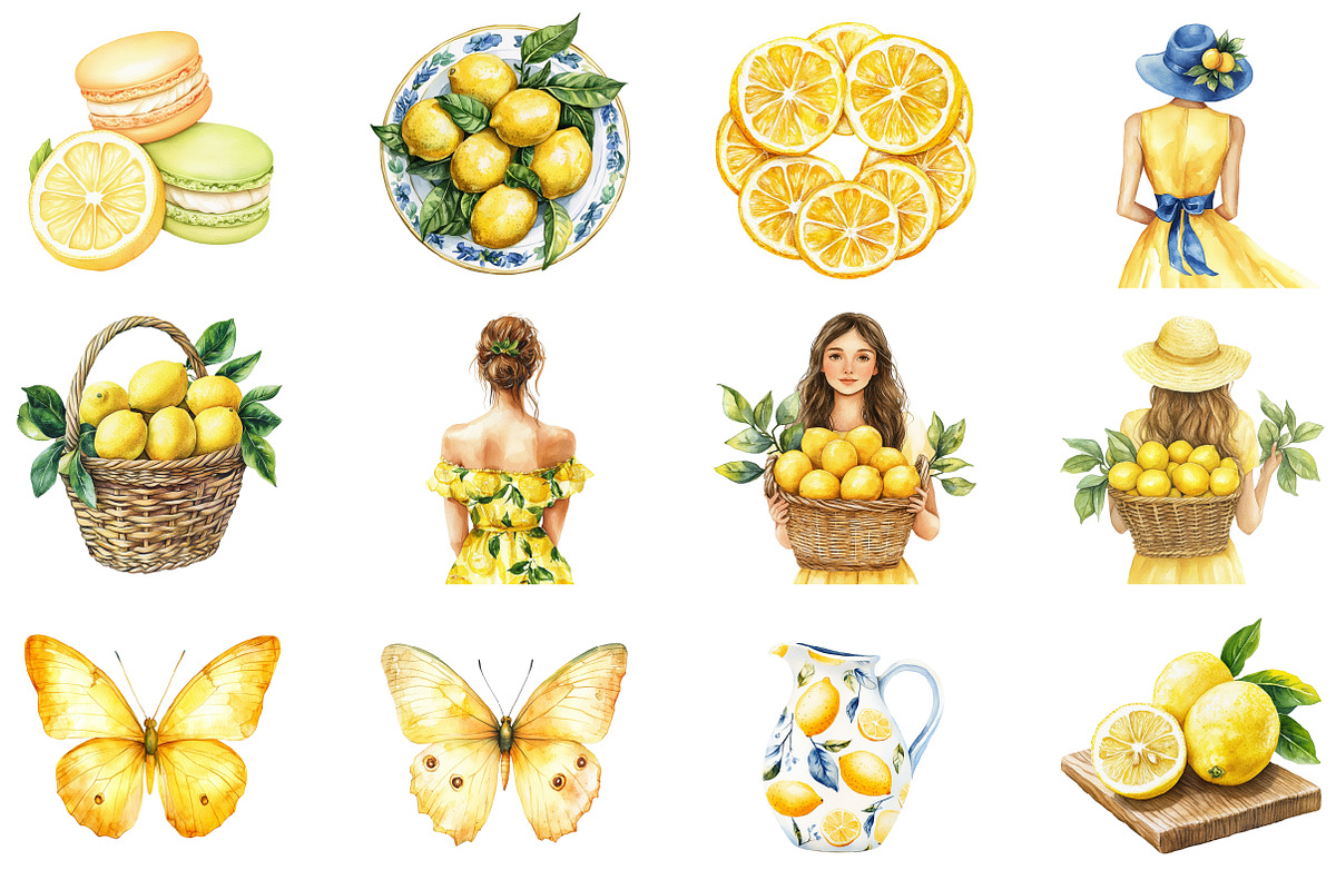 Watercolor Lemon Addiction Clipart, an Illustration by CitraGraphics (Photo 4 of 5)