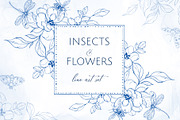 INSECTS & FLOWERS line art set, a Decorative Illustration by Yuliia Lashevska (Thumbnail 1 of 12)