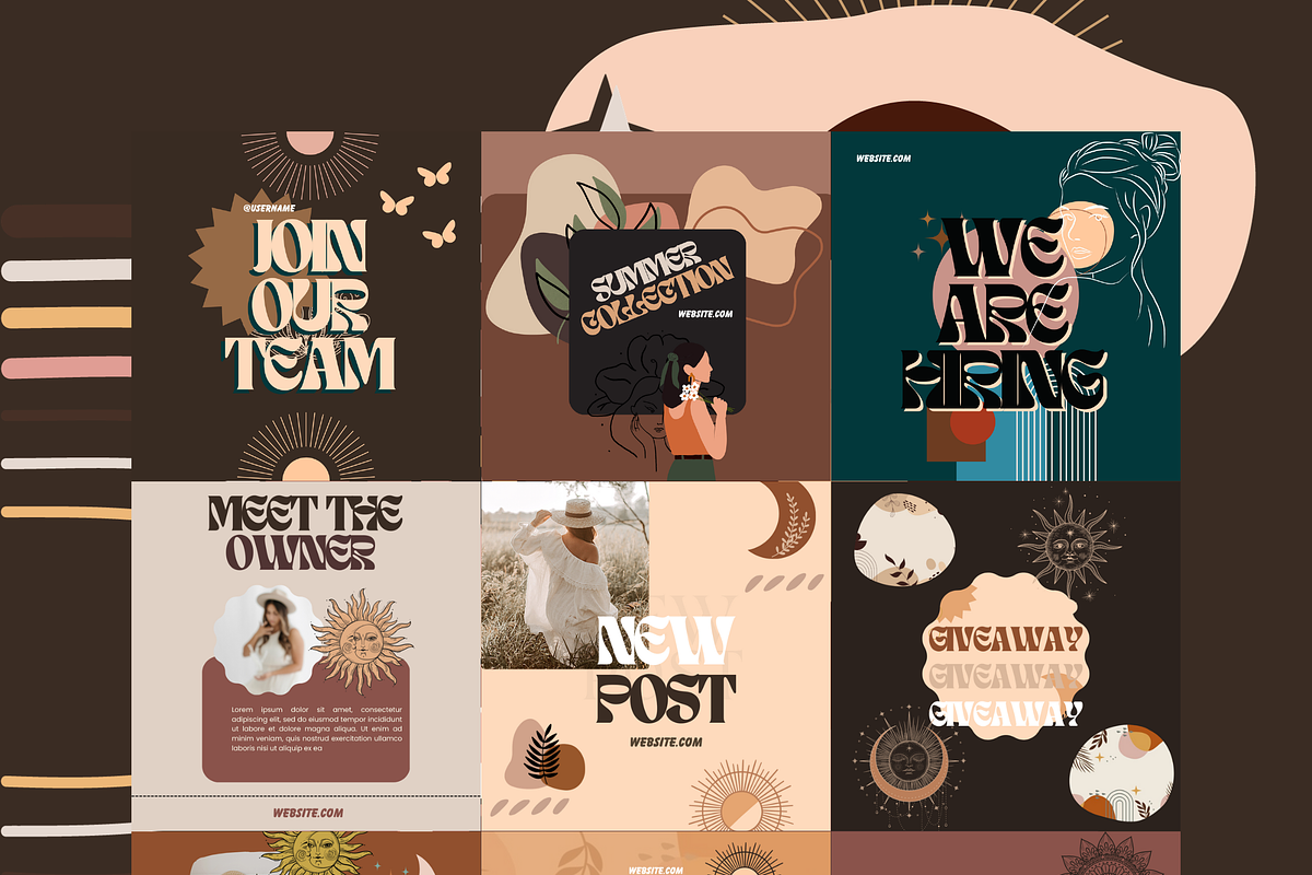 75 Boho Instagram Post Templates, a Social Media Template by The Lone Crowd (Photo 5 of 8)