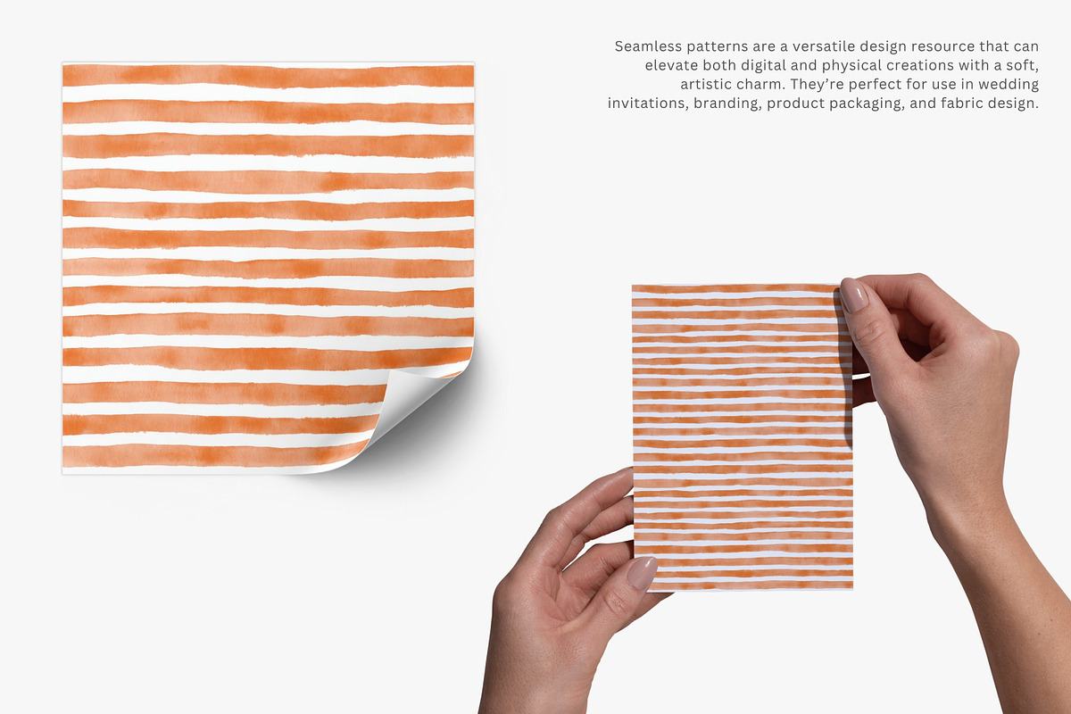 orange stripes watercolor pattern, a Pattern Graphic by Pink Studio Art (Photo 2 of 5)