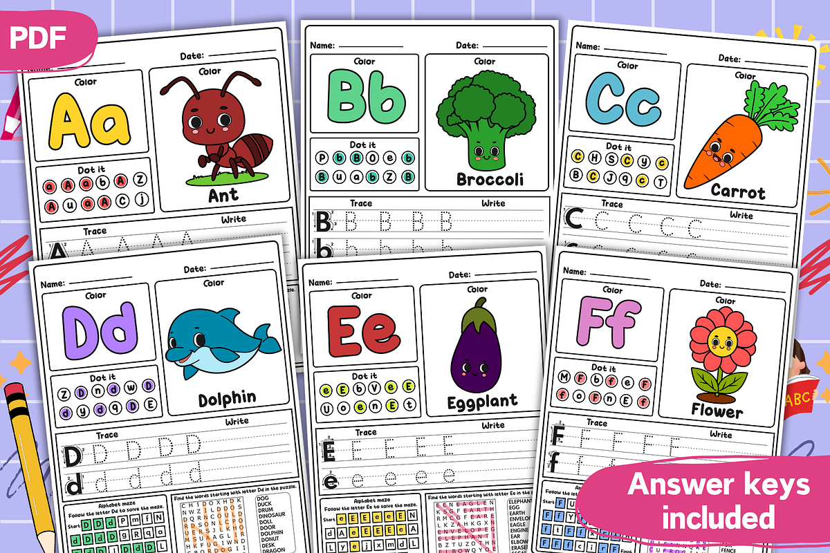 Alphabet Worksheets for Kids, an Education Illustration by Creative Zone (Photo 3 of 4)