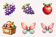 Picnic Clipart - Watercolor, a Seasonal Illustration by CreationArt (Thumbnail 3 of 7)