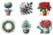 Christmas Garden Watercolor Clipart, an Illustration by DreamPrint404 (Thumbnail 2 of 5)
