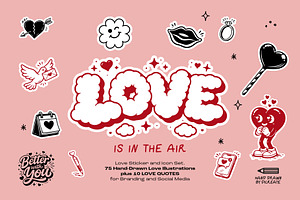 Love Icon & Sticker Set – Hand-Drawn, an Outline Icon by dicreate