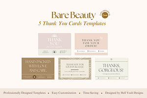 Beauty Thank You Cards Templates, a Card Template by Hell Yeah Designs