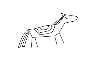 Abstract horse linear drawing logo, an Object Illustration by Toltemara