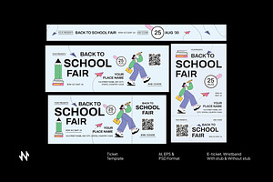 Back to School Fair Ticket, a Stationery Template by Neermana