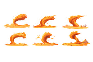 Cartoon tornado in desert. Yellow, an Illustration by Stock-Smart-Start