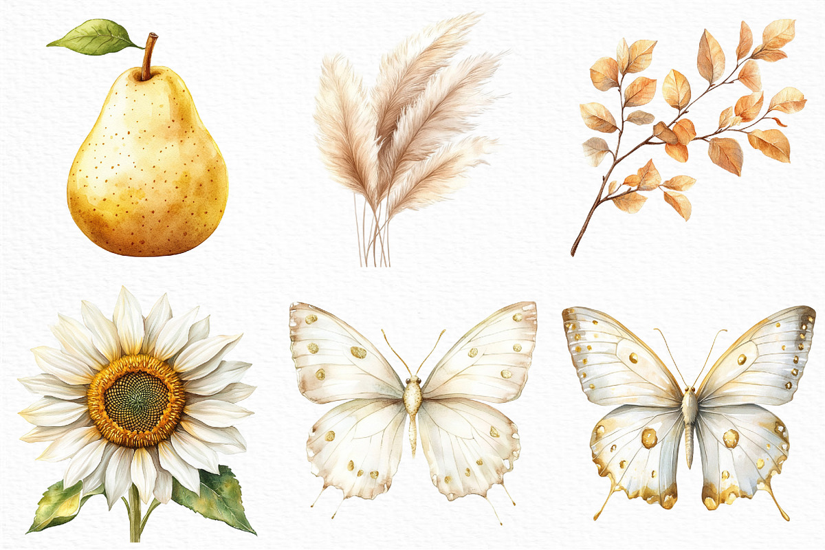 Watercolor White Fall Clipart, an Illustration by Craft Nest (Photo 5 of 6)
