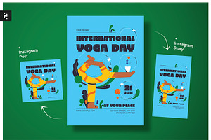 Retro International Yoga Day Flyer, a Flyer Template by Neermana