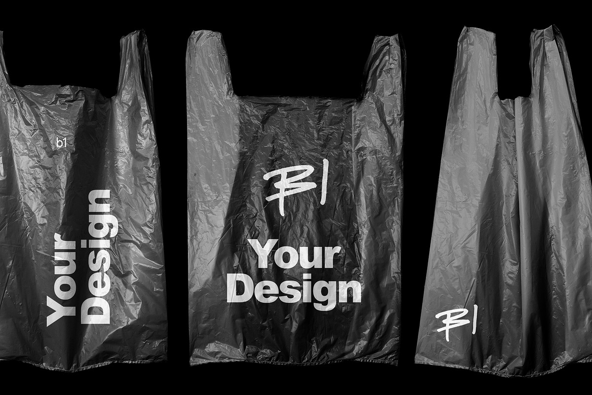 Plastic Shopping Bag Mockup, a Packaging Mockup by Bolderaja1 Studio (Photo 2 of 12)