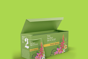 Big Box Tea With Sachets Mockup